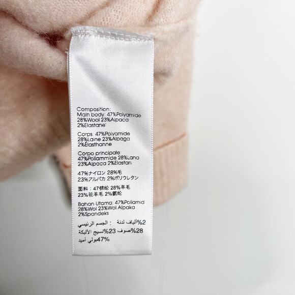 3.1 Phillip Lim 3/4 Sleeve Lofty Rib Alpaca Blend Pullover Sweater Blush Pink M - Picture 8 of 12